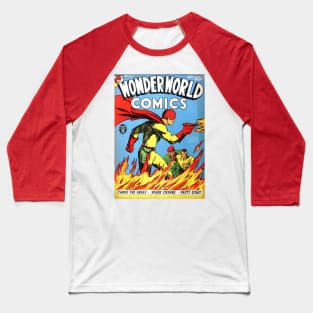 Flaming Ray Gun Superhero Comic Cover Baseball T-Shirt